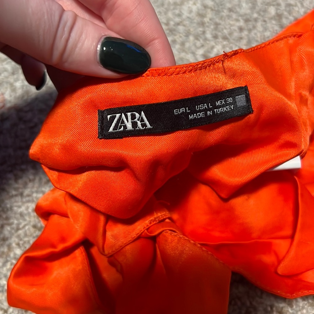 Zara Orange Satin Effect Halter size L